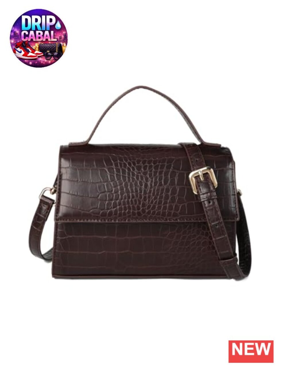 PU Leather Crocodile Small Crossbody Bag Top Handle Shoulder Purse